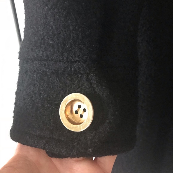 Black, wool, mid-length coat - Picture 4 of 6